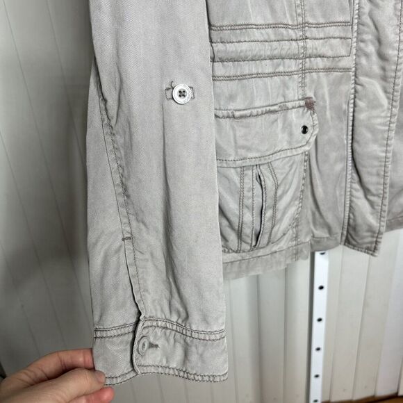 Marakech Anthropologie Utility Jacket Light Gray Army Size M - Picture 8 of 13